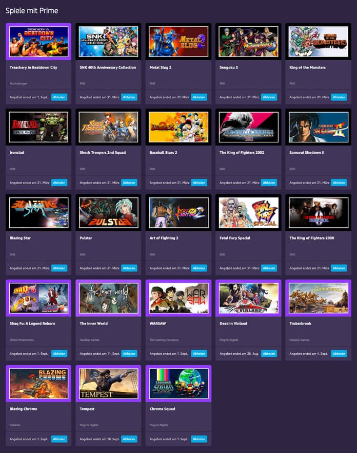 Prime Gaming Spielebibliothek