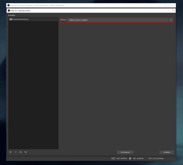 OBS Studio Version 26 – Toolbar, NoiseFilter, Bug Fixes 11 Neuer Noise Filter