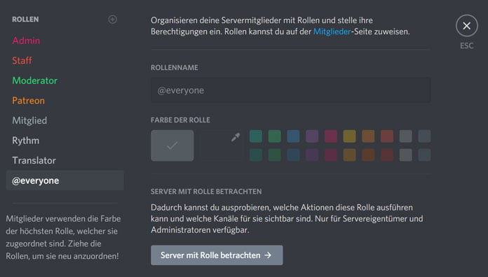 Discord Rollenverwaltung