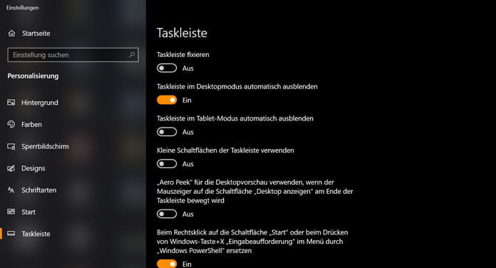 Taskleiste ausblenden