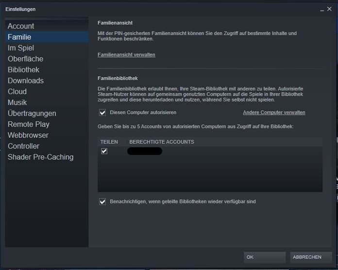 Steam Familienbibliothek Nur 4 Schritte Einfach teilen