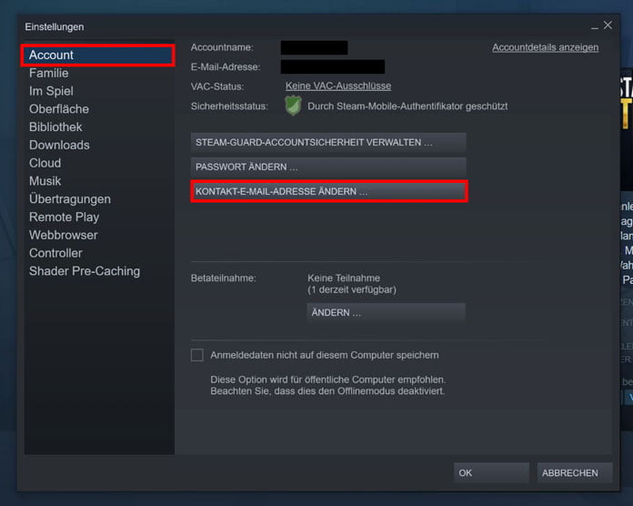Steam E-Mail ändern - E-Mail-Adresse mit 2 Methoden ganz einfach bearbeiten 10 über Client ändern