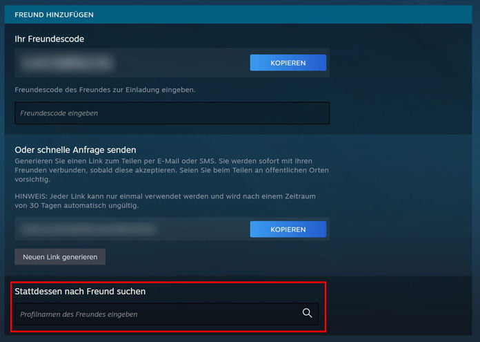 Steam Freunde hinzufügen nach Freunden suchen