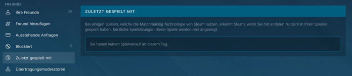 Steam Freunde hinzufügen zuletzt gespielt mit