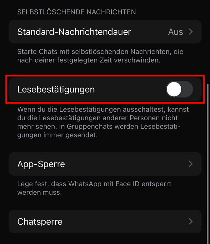 WhatsApp-Tricks Lesebestätigung