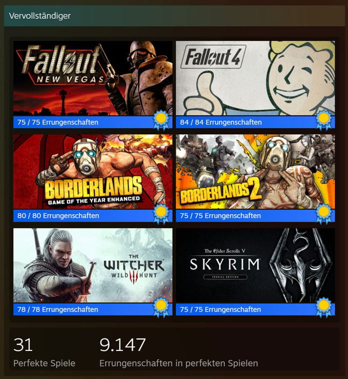 Steam Komplettierung - Der Steam Aussteller für komplettierte Spiele