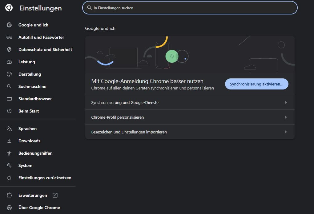 Google Chrome Einstellungen