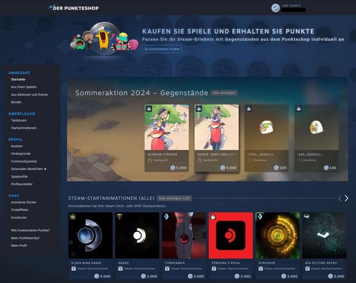 Steam Profilgestaltung