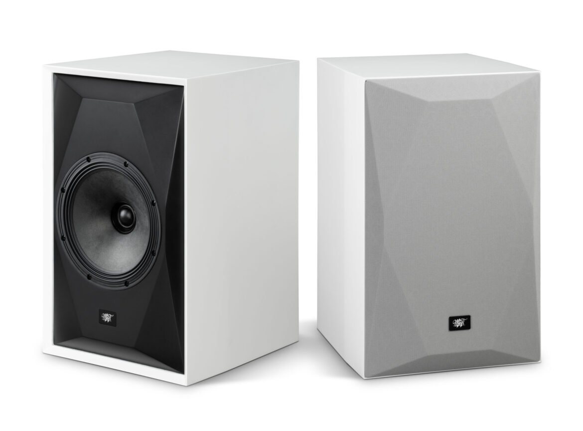 Weiße MoFi SourcePoint 10 Master Edition als Paar, mit und ohne hellgraue Stoffabdeckung